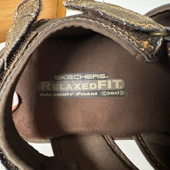 Skechers Relaxed Fit Mens Sandals Size 12 Brown Memory Foam Adjustable Straps - Picture 8 of 8